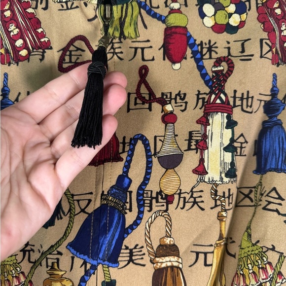 TAPP New York Novelty Zipper Vest Tassels Asian Inspired 100% Silk Size Medium - Picture 3 of 10